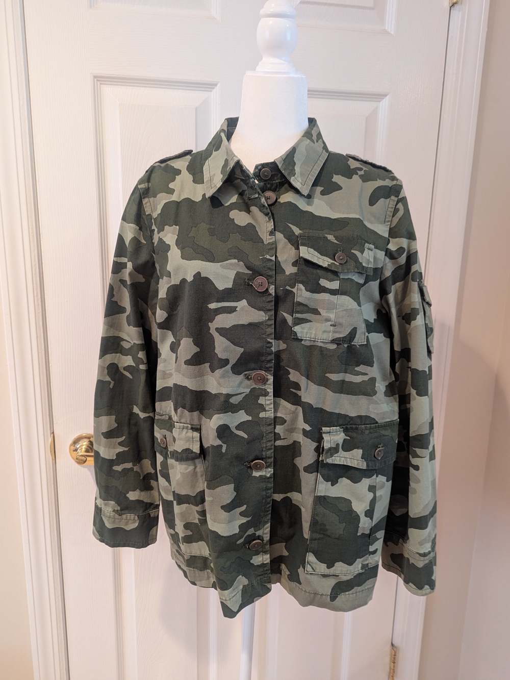 J. Crew Women's Camouflage Utility Jacket in Olive Green